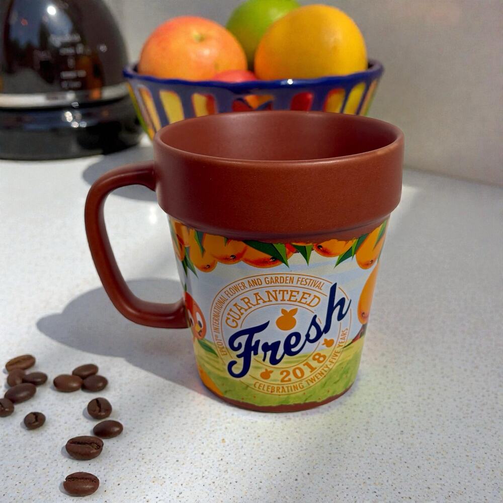 Disney 2018 Epcot Flower Garden Festival Mickey Pluto Orange Bird Flower Pot Mug